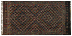 Striped Over Dyed Kilim Rug 5'1'' x 10'2'' ft 156 x 310 cm