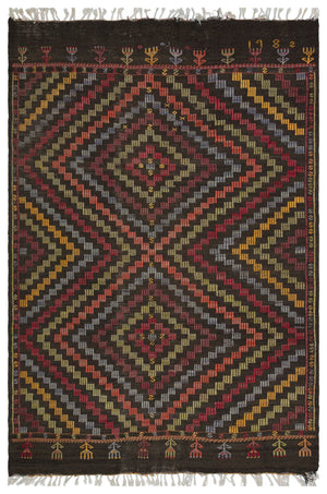Striped Over Dyed Kilim Rug 5'11'' x 8'9'' ft 181 x 266 cm