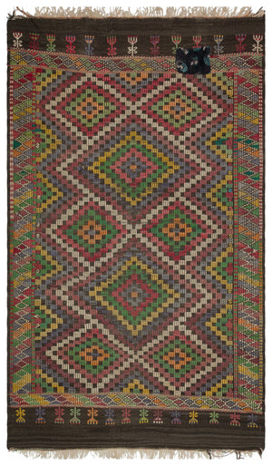 Striped Over Dyed Kilim Rug 5'10'' x 9'10'' ft 177 x 300 cm