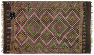 Striped Over Dyed Kilim Rug 5'10'' x 9'10'' ft 177 x 300 cm