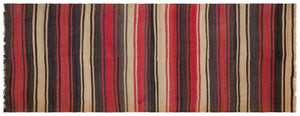 Striped Over Dyed Kilim Rug 4'8'' x 12'6'' ft 143 x 380 cm