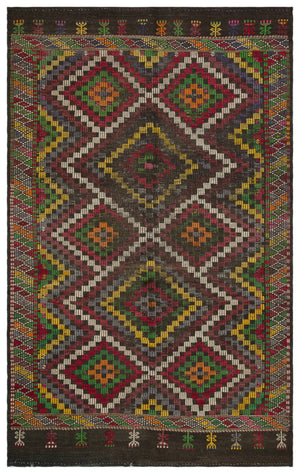 Striped Over Dyed Kilim Rug 6'3'' x 10'0'' ft 191 x 306 cm