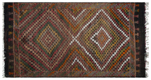 Striped Over Dyed Kilim Rug 4'11'' x 9'3'' ft 150 x 283 cm