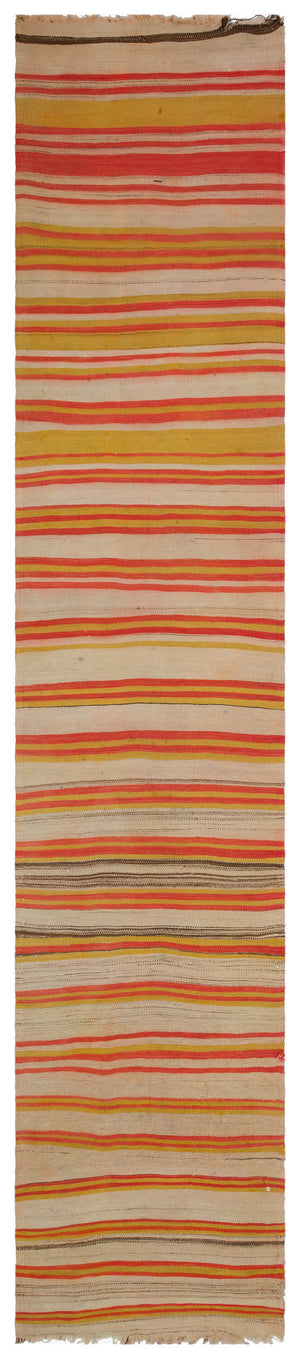 Striped Over Dyed Kilim Rug 2'7'' x 13'5'' ft 79 x 410 cm