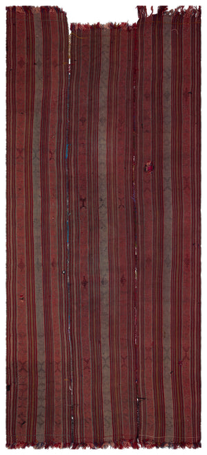 Striped Over Dyed Kilim Rug 5'5'' x 11'3'' ft 166 x 344 cm