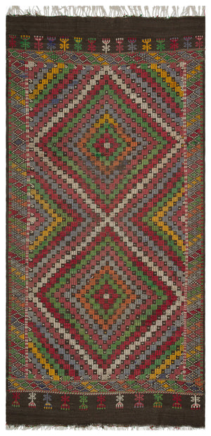 Geometric Over Dyed Kilim Rug 5'7'' x 10'10'' ft 170 x 330 cm