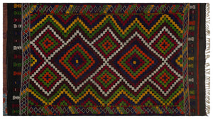 Geometric Over Dyed Kilim Rug 6'1'' x 10'7'' ft 185 x 323 cm