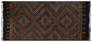 Geometric Over Dyed Kilim Rug 4'11'' x 10'8'' ft 150 x 324 cm