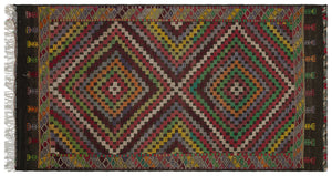 Geometric Over Dyed Kilim Rug 5'9'' x 10'5'' ft 175 x 317 cm