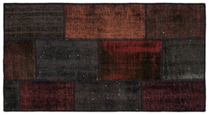 Black Over Dyed Patchwork Unique Rug 2'8'' x 5'0'' ft 82 x 153 cm