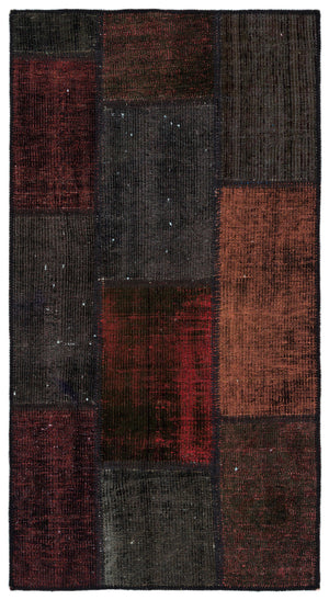 Black Over Dyed Patchwork Unique Rug 2'8'' x 5'0'' ft 82 x 153 cm
