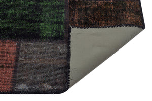 Brown Over Dyed Patchwork Unique Rug 4'0'' x 5'11'' ft 122 x 181 cm