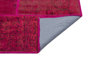 Red Over Dyed Patchwork Unique Rug 5'3'' x 7'7'' ft 160 x 230 cm