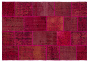 Red Over Dyed Patchwork Unique Rug 5'3'' x 7'7'' ft 160 x 230 cm