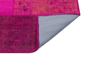 Fuchsia Over Dyed Patchwork Unique Rug 5'3'' x 7'8'' ft 161 x 233 cm