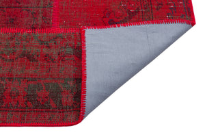 Red Over Dyed Patchwork Unique Rug 5'1'' x 7'6'' ft 156 x 228 cm