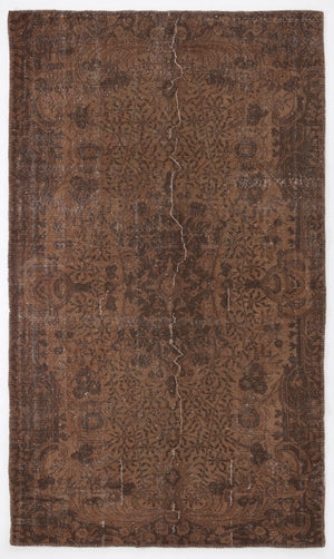 Brown Over Dyed Vintage Rug 5'4'' x 8'12'' ft 163 x 274 cm