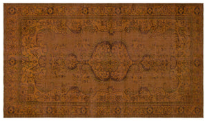 Brown Over Dyed Vintage Rug 5'8'' x 9'9'' ft 172 x 296 cm
