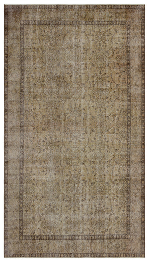 Brown Over Dyed Vintage Rug 5'4'' x 9'5'' ft 162 x 288 cm