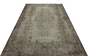 Gray Over Dyed Vintage Rug 5'7'' x 8'8'' ft 170 x 265 cm