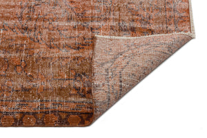 Brown Over Dyed Vintage Rug 5'7'' x 9'8'' ft 170 x 294 cm