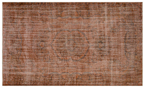 Brown Over Dyed Vintage Rug 5'7'' x 9'8'' ft 170 x 294 cm
