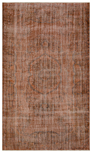 Brown Over Dyed Vintage Rug 5'7'' x 9'8'' ft 170 x 294 cm