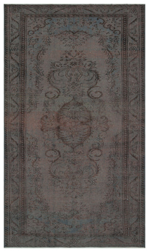 Gray Over Dyed Vintage Rug 5'6'' x 8'11'' ft 167 x 272 cm