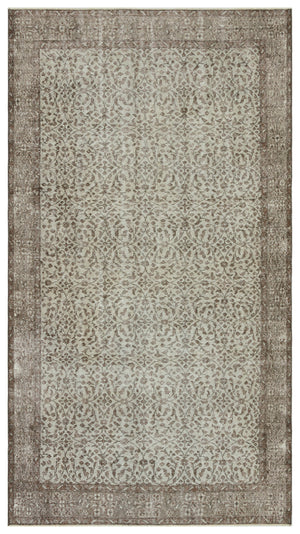 Gray Over Dyed Vintage Rug 5'5'' x 9'9'' ft 165 x 298 cm