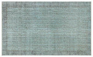 Retro Design Stone Blue Over Dyed Vintage Rug 4'11'' x 8'4'' ft 151 x 253 cm