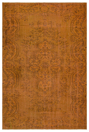Orange Over Dyed Vintage Rug 5'8'' x 8'9'' ft 173 x 266 cm