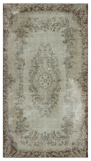 Gray Over Dyed Vintage Rug 4'4'' x 7'7'' ft 131 x 232 cm