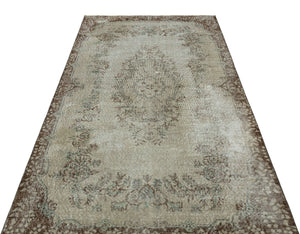 Gray Over Dyed Vintage Rug 4'4'' x 7'7'' ft 131 x 232 cm