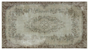 Gray Over Dyed Vintage Rug 4'4'' x 7'7'' ft 131 x 232 cm