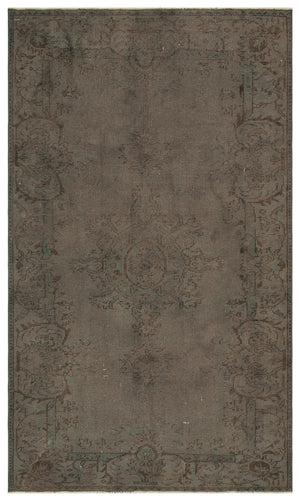 Gray Over Dyed Vintage Rug 5'6'' x 9'3'' ft 167 x 281 cm