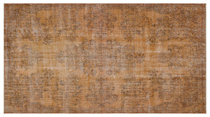 Brown Over Dyed Vintage Rug 4'11'' x 9'3'' ft 151 x 281 cm