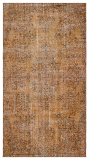 Brown Over Dyed Vintage Rug 4'11'' x 9'3'' ft 151 x 281 cm