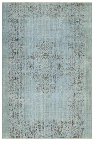 Stone Blue Over Dyed Rug | Traditional Design Rug | Turkish Rug | Hand Weaving Rug | Bedroom Rug | Wool Rug | Vintage Rug | Patterned Rug | Naturel Rug | Boho Rug I 6'1'' x 9'3'' ft 186 x 282 cm