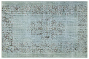Stone Blue Over Dyed Rug | Traditional Design Rug | Turkish Rug | Hand Weaving Rug | Bedroom Rug | Wool Rug | Vintage Rug | Patterned Rug | Naturel Rug | Boho Rug I 6'1'' x 9'3'' ft 186 x 282 cm