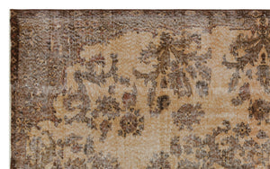 Brown Over Dyed Vintage Rug 5'3'' x 8'8'' ft 161 x 263 cm