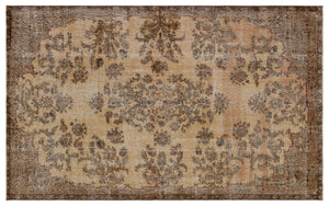 Brown Over Dyed Vintage Rug 5'3'' x 8'8'' ft 161 x 263 cm