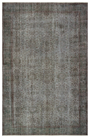Gray Over Dyed Vintage Rug 5'9'' x 9'1'' ft 175 x 277 cm