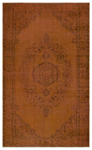 Brown Over Dyed Vintage Rug 5'5'' x 9'1'' ft 164 x 277 cm