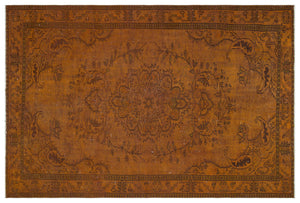 Brown Over Dyed Vintage Rug 5'12'' x 9'0'' ft 182 x 275 cm