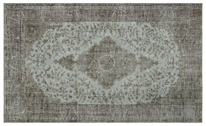 Gray Over Dyed Vintage Rug 5'6'' x 9'3'' ft 167 x 281 cm