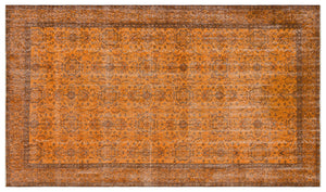 Orange Over Dyed Vintage Rug 5'5'' x 9'6'' ft 166 x 290 cm
