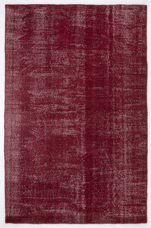 Red Over Dyed Vintage Rug 6'3'' x 9'7'' ft 190 x 292 cm