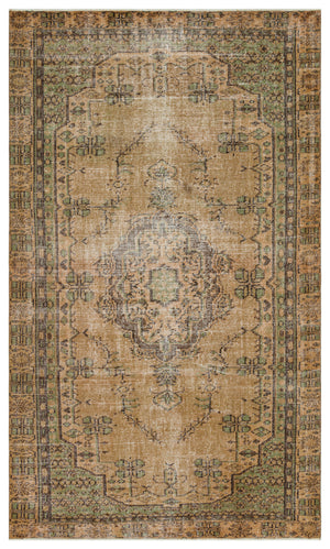 Brown Over Dyed Vintage Rug 5'9'' x 9'1'' ft 175 x 277 cm