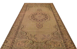 Brown Over Dyed Vintage Rug 5'7'' x 9'8'' ft 170 x 295 cm