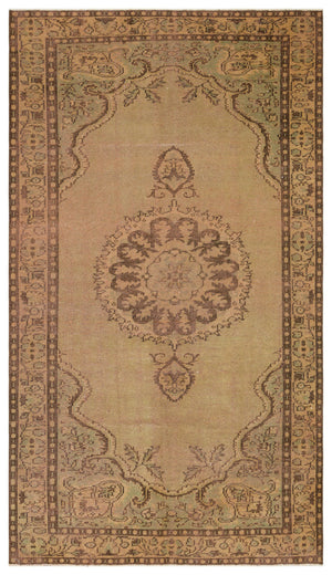 Brown Over Dyed Vintage Rug 5'7'' x 9'8'' ft 170 x 295 cm